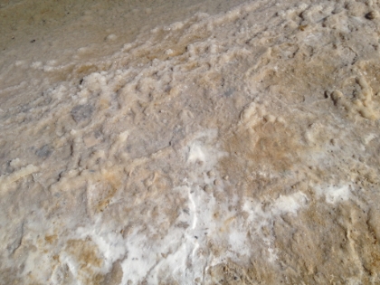 The white froth at the edges of the water looks like foam from a distance, but on closer inspection is actually mineral deposits.