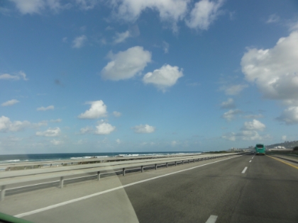 The beautiful Mediterranean coastline out the window of my tiny green POS rental car. Almost to Haifa.