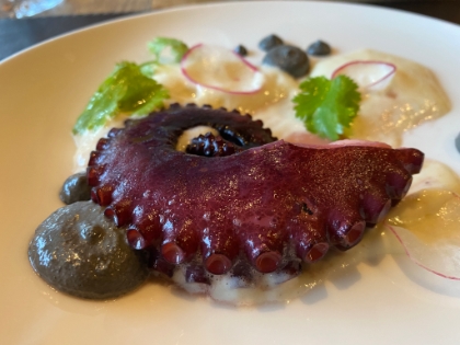 For dinner that night, I have octopus, which was the thickest octopus I've ever had. The food and service here all week has been tremendous. Gourmet all the way, including the presentation on the plate. But the best part was the "changing of the silverware" as the servers brought different pieces of silverware througout the meal, and placed them perfectly around your plate, depending on what you ordered.