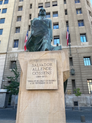 Monument to Salvador Allende, Socialist leader of Chile until 1973 when he was ousted by a coup led by Pinochet and backed by the CIA.