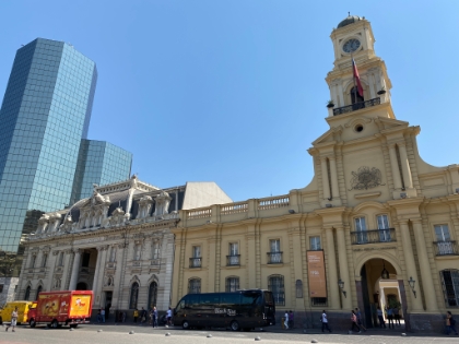 The Post Office building alongside the plaza.