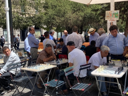 Then we take an Uber over to Plaza de Armas, cruise around, and do some shopping. Here's an outdoor chess area at the Plaza.