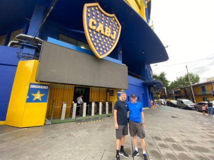 Dad and I in front of the stadium.