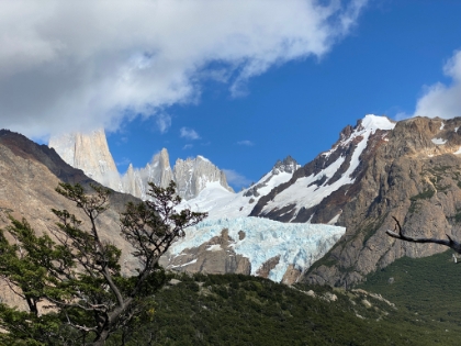 A look at the icefall at the foot of the Piedras Blancas glacier. The blue colors in the ice are beautiful.
