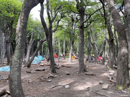 The backpacking camp at the base of the moraine.