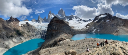 A panoramic view of Laguna de los Tres on the right draining into Laguna Sucia on the left. This view should be on everyone's bucket list! It would probably do wonders for environmental conservation efforts worldwide.