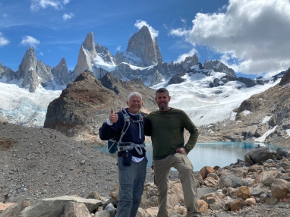 Dad and I at Laguna de los Tres. I hope I can make it here when I'm 81!