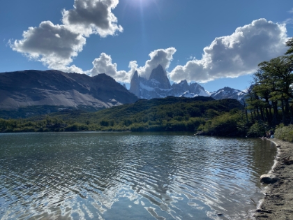 At the shore of Laguna Madre with Fitz Roy in the background.