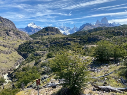 Looking down the canyon cut by Rio Fitz Roy.