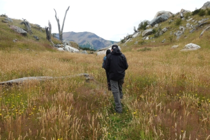 We get off the boat for a short hike across the island for another view of the glacier.