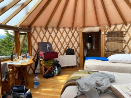 Inside our yurt. We'll really be roughing it for the next few days.