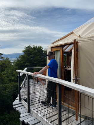 Dad checking out the view from our balcony. You can see across Lago Toro all the way to the Torres del Paine massif.