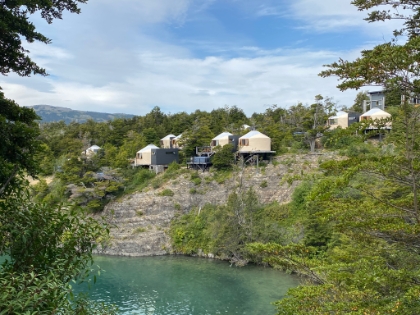 The view of the Patagonia Camp yurts as we head up the road to camp.
