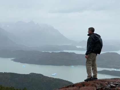 Someone in the group took this shot of me on Ferrier Lookout overlooking the lakes.