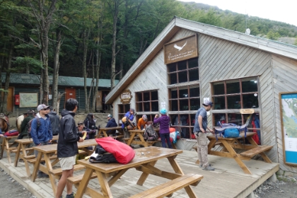 Made it to Refugio Chileno. There are refugios throughout Torres del Paine. The refugios are basically hotels in the mountains. It's peak season right now, so it's a crowded day.