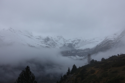 A closer look at the cirque. The weather made it a little frustrating though. Imagine being in Yosemite Valley in front of Half Dome and not being able to see it!
