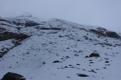 With no GPS and no knowledge of the terrain, I was trying to stick to what I thought was the trail. I thought for sure I had lost it a couple times already. Can you spot it here? I was about ready to just start heading off-trail (or turn around) when I saw the switchbacks climbing up the slope. I made it my goal to get to the ridgeline on top.