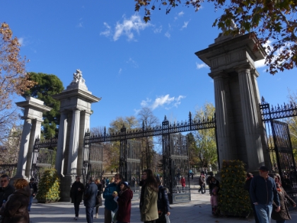 Entrance to Parque del Buen Retiro, the large central park in Madrid.