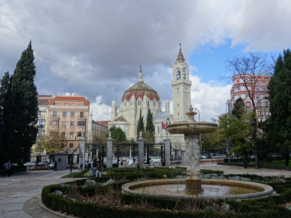 Large church across the street from the park.