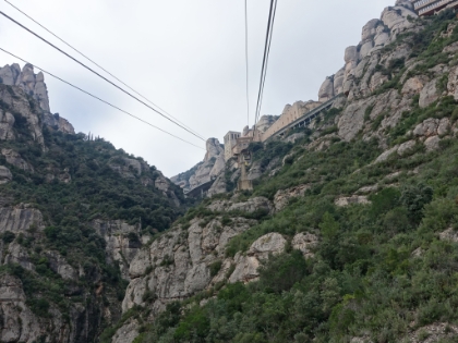 After a short train ride from Barcelona, a cable car takes you a couple thousand feet up to the Montserrat monastery.