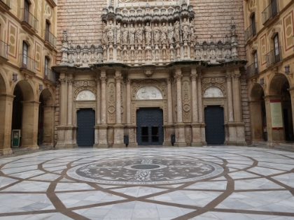 Beautiful marble courtyard outside the Basilica entrance.
