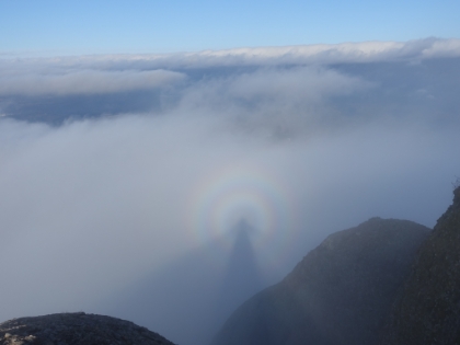 One of the craziest things I've ever seen on the trail. Perfectly concentric rainbow rings hovering in the clouds in the distance. The shadow in the middle is my silouette projected from the Sant Jeroni summit. Bizzare. I still don't know what was causing it. Given the religious significance of the area, it was a little eery.