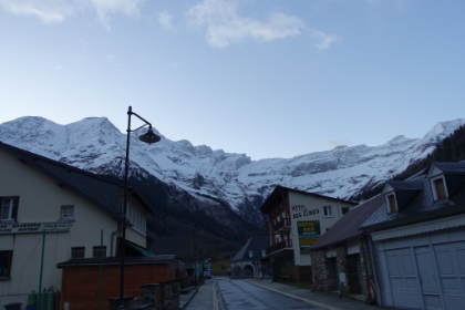 A clear morning meant finally a chance for some pictures of the Cirque de Gavarnie. Here’s a view from the village. Lots of fresh snow from overnight