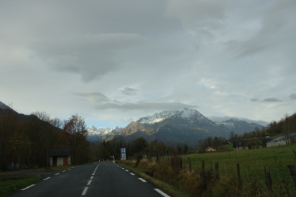 Heading out of town on my way to Ordesa. The drive took me down and out of the Pyrenees and into France towards Toulouse before returning up and over the Pyrenees. There were two options for the drive. A much longer route on bigger roads, or a shorter route through the mountains on smaller roads. I opted for the faster route so I could have more time on the trail. Not such a good idea. I quickly learned that what looks like a major highway on the map is really a two lane road. And what looks like a little road is actually a back alley in the middle of nowhere. It was a beautiful drive through the French countryside though.