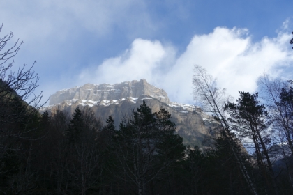 After an almost 5 hour drive (that was supposed to be 3 1/2), I finally made it into Ordesa canyon. The final few miles from Torla were particularly narrow and curvy. At least it looked like I would have fairly clear skies on the trail today.