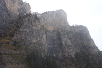 A look back at the misty but very tall falls.