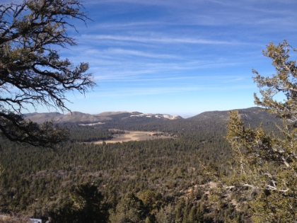 Looking down from the ridge away from the lake into Holcomb Valley, home of some popular trail races.