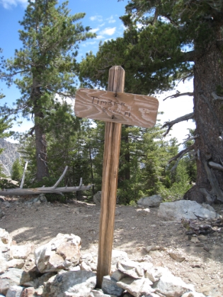 Made it to the top of the first of the Three T's, Timber Mtn. This was the eerily blank sign before. I guess somebody decided to scratch in the name.
