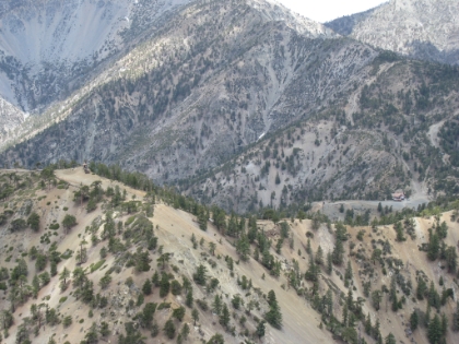 A zoomed-in look at the ski resort down below.