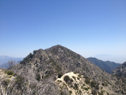 Looking across at San Gabriel peak. Mt. Disappointment was named by the surveyors that got here thinking it was the highest peak in the area only to realize that San Gabriel peak is actually 167 feet higher.