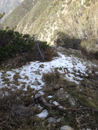 The first sign of snow at just over 4000'. There would be patches of snow along the trail for much of the way, but never anything that made finding the trail difficult or slowed my pace.