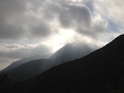 One last look back at Smith Mtn as I head down. The camera just barely captures the rays of sunlight piercing through the clouds. What a view to end the day on!