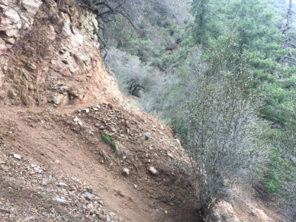Some pictures from another trip to Bear Creek during a (finally!) wet winter. The trail was even more washed out this time, and the creek was really flowing.