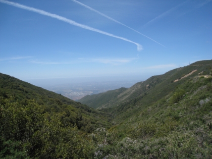 Looking down the saddle.