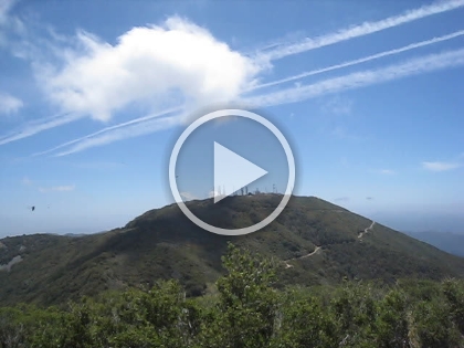 The obligatory 360 degree view from Modjeska Peak. The black things swirling around are a dense swarm of gnats. You can't stand in one place for too long without getting them in your eyes and mouth.