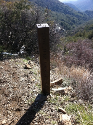Top of the Joplin trail. Here the trails merges with the Harding Truck Trail exactly at the base of the saddle between Santiago and Modjeska peaks.