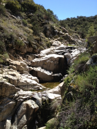 You can scramble down the small canyon all the way to the base of the falls and cascades. I went about half way down but didn't want to spend too much time here with a long run still ahead of me.