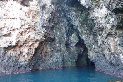 After some rough surf, we approach Painted Cave. It ranks as one of the largest sea caves in the world at over 1/4 mile deep.