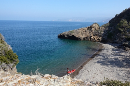 A kayaker pulls up to shore at Pelican Beach just as I'm leaving. We'll have to come back here to kayak another time!