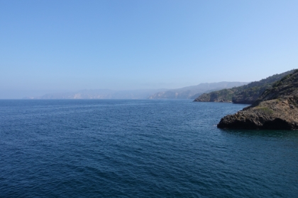 The view down the coast from the bluffs above Pelican Harbor. Our boat leaves in just over an hour, so I better get moving! I run/power hike back down the trail and meet up with Dad just in time for a late lunch and then the boat ride back to Ventura. End to another excellent adventure.