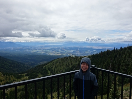 Taking in the view from the ski lodge balcony at the top of the lift.