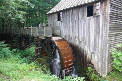 The water wheel is still used to grind corn into meal.