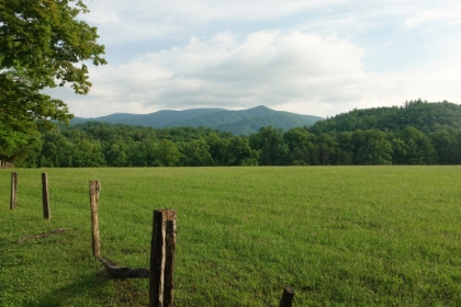 The meadows look mowed they are so green and perfect.