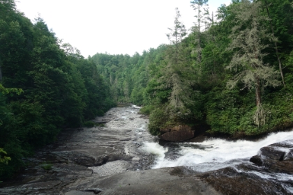 The bottom tier of Triple Falls and the Little River below.