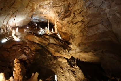 Those stalagmites at the top look pretty small, but they're actually over 25 feet tall!