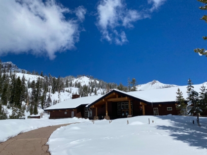 We head into the Visitor Center to see what trails are still accessible in the snow.